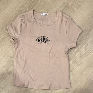 Reformation tan playing card t-shirt